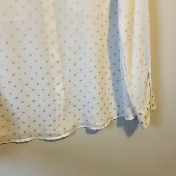 Wassaio White Sheer Gold Polka Dot Disco Button Down Dress Shirt - Picture 8 of 16